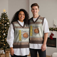 Vintage Michigan Hoops Pride V-Neck Knit Sweater Vest Retro Blue And Gold Champions Victory Graphic Sports Fan