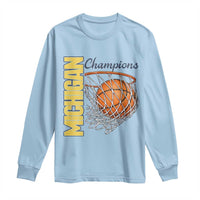 Vintage Michigan Hoops Pride Long Sleeve Shirt Retro Blue And Gold Champions Victory Graphic Sports Fan