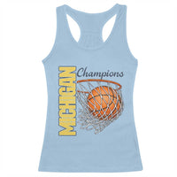 Vintage Michigan Hoops Pride Racerback Tank Top Retro Blue And Gold Champions Victory Graphic Sports Fan