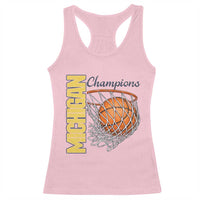 Vintage Michigan Hoops Pride Racerback Tank Top Retro Blue And Gold Champions Victory Graphic Sports Fan