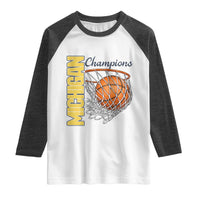 Vintage Michigan Hoops Pride Raglan Shirt Retro Blue And Gold Champions Victory Graphic Sports Fan