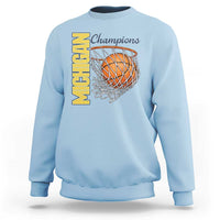 Vintage Michigan Hoops Pride Sweatshirt Retro Blue And Gold Champions Victory Graphic Sports Fan