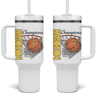 Vintage Michigan Hoops Pride Tumbler With Handle Retro Blue And Gold Champions Victory Graphic Sports Fan