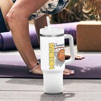 Vintage Michigan Hoops Pride Tumbler With Handle Retro Blue And Gold Champions Victory Graphic Sports Fan