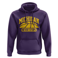 Michigan Never Stops Hoodie Great Lakes State Basketball Pride Gift