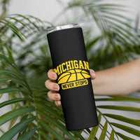 Michigan Never Stops Skinny Tumbler Great Lakes State Basketball Pride Gift