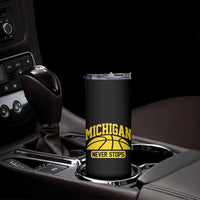 Michigan Never Stops Skinny Tumbler Great Lakes State Basketball Pride Gift