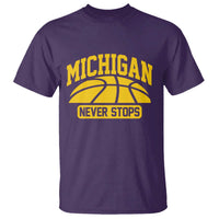 Michigan Never Stops T Shirt Great Lakes State Basketball Pride Gift