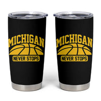 Michigan Never Stops Tumbler Cup Great Lakes State Basketball Pride Gift