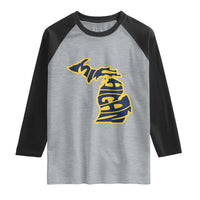 Michigan Lover State Map Pride Souvenir Gift Raglan Shirt