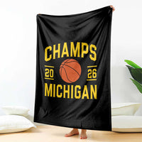 Michigan Hoops Champions Graphic Throw Blanket 2026 Basketball Victory Pride