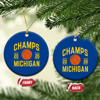 Michigan Hoops Champions Graphic Ceramic Ornament 2026 Basketball Victory Pride