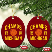 Michigan Hoops Champions Graphic Ceramic Ornament 2026 Basketball Victory Pride