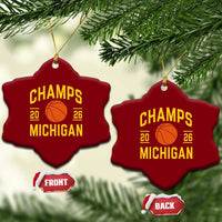 Michigan Hoops Champions Graphic Ceramic Ornament 2026 Basketball Victory Pride