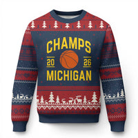Michigan Hoops Champions Graphic Ugly Christmas Sweater 2026 Basketball Victory Pride