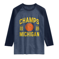 Michigan Hoops Champions Graphic Raglan Shirt 2026 Basketball Victory Pride