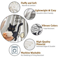 Funny Black Cat Bathroom Humor Throw Blanket Sometimes I Just Be Fartin