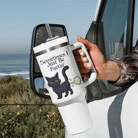 Funny Black Cat Bathroom Humor Tumbler With Handle Sometimes I Just Be Fartin