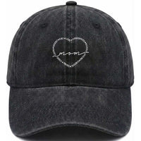 Mothers Day Mom Quotes Washed Cotton Baseball Cap Heart Shape Loving Typography Gift