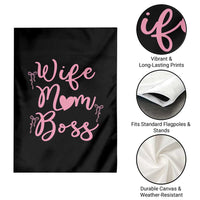 Funny Wife Mom Boss Garden Flag Girly Pink Bows Mothers Day Gift