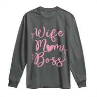 Funny Wife Mom Boss Long Sleeve Shirt Girly Pink Bows Mothers Day Gift
