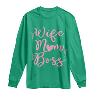 Funny Wife Mom Boss Long Sleeve Shirt Girly Pink Bows Mothers Day Gift