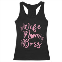 Funny Wife Mom Boss Racerback Tank Top Girly Pink Bows Mothers Day Gift