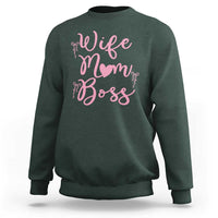 Funny Wife Mom Boss Sweatshirt Girly Pink Bows Mothers Day Gift