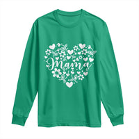 Floral Mama Heart Graphic Long Sleeve Shirt Mothers Day Flower Gift