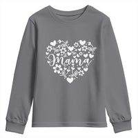 Floral Mama Heart Graphic Youth Sweatshirt Mothers Day Flower Gift