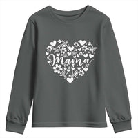 Floral Mama Heart Graphic Youth Sweatshirt Mothers Day Flower Gift