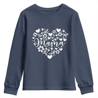 Floral Mama Heart Graphic Youth Sweatshirt Mothers Day Flower Gift