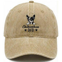Proud Chihuahua Dad Washed Cotton Baseball Cap Dog Lover Gift Idea