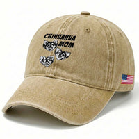 Proud Chihuahua Mom Washed Cotton Baseball Cap Ankle Biter Dog Lover