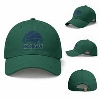 Vintage Urban Michigan Skyline Baseball Cap Gift For Basketball Fan