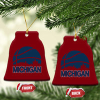 Vintage Urban Michigan Skyline Ceramic Ornament Gift For Basketball Fan