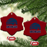 Vintage Urban Michigan Skyline Ceramic Ornament Gift For Basketball Fan