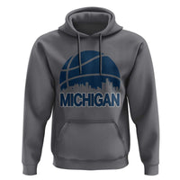 Vintage Urban Michigan Skyline Hoodie Gift For Basketball Fan