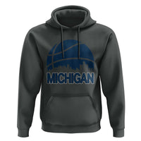 Vintage Urban Michigan Skyline Hoodie Gift For Basketball Fan