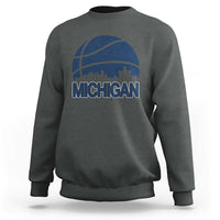 Vintage Urban Michigan Skyline Sweatshirt Gift For Basketball Fan