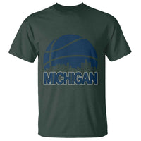 Vintage Urban Michigan Skyline T Shirt Gift For Basketball Fan