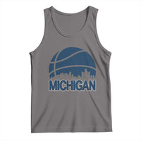 Vintage Urban Michigan Skyline Tank Top Gift For Basketball Fan