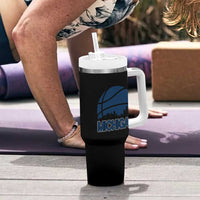 Vintage Urban Michigan Skyline Tumbler With Handle Gift For Basketball Fan