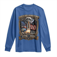 Astronaut 250 Years Of Pioneer Spirit Long Sleeve Shirt Patriotic Astronaut Graphic Gift