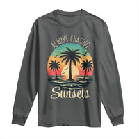 Vintage Always Chasing Sunsets Long Sleeve Shirt Hawaiian Tropical Beach Graphic