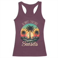 Vintage Always Chasing Sunsets Racerback Tank Top Hawaiian Tropical Beach Graphic