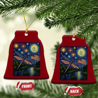 Patriotic Dragonfly Starry Night Swirls Ceramic Ornament Nature Lovers