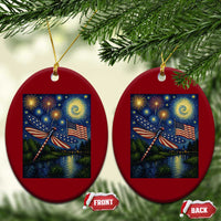 Patriotic Dragonfly Starry Night Swirls Ceramic Ornament Nature Lovers