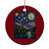 Patriotic Dragonfly Starry Night Swirls Ceramic Ornament Nature Lovers