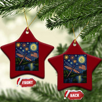 Patriotic Dragonfly Starry Night Swirls Ceramic Ornament Nature Lovers